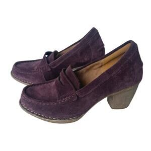 Clarks Unstructured Women's Purple Suede Carleta Belle Penny Loafers Sz 7.5 Y2K